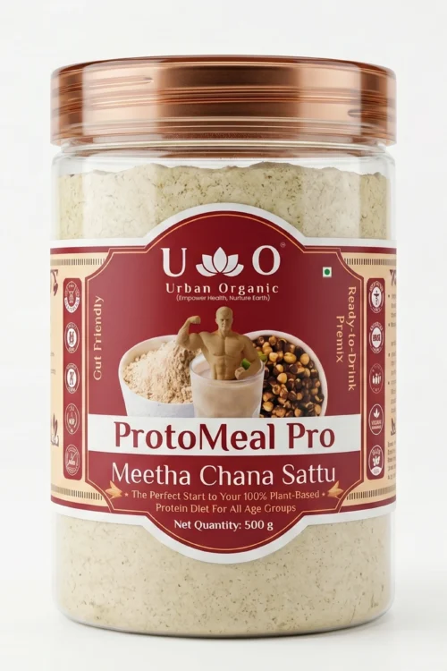 ProtoMeal Pro Meetha Chana Sattu 500g | Sweet Sattu Drink Mix | Protein-Rich Traditional Bihar Sattu | Gluten Free Energy Drink