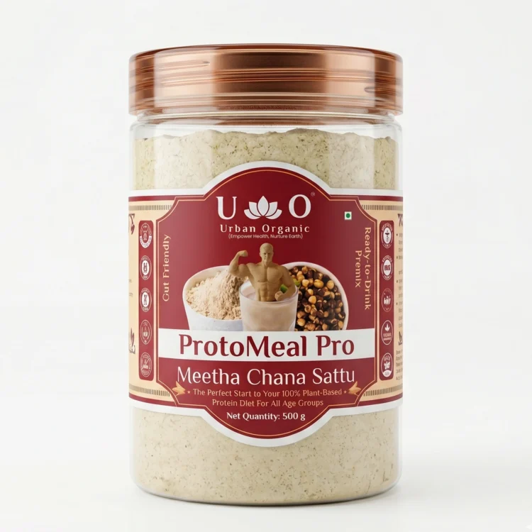 ProtoMeal Pro Meetha Chana Sattu 500g | Sweet Sattu Drink Mix | Protein-Rich Traditional Bihar Sattu | Gluten Free Energy Drink