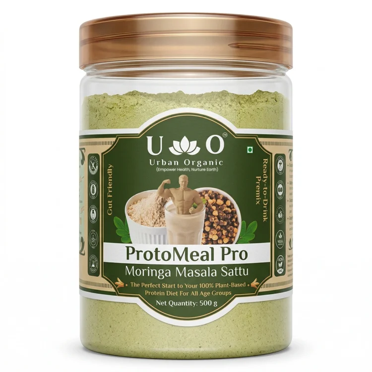 ProtoMeal Pro Moringa Masala Sattu 500g | Moringa Sattu Powder | High Protein Chana Sattu Drink Mix | Plant Protein Powder | Indian Superfood Sattu Beverage