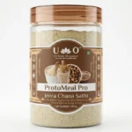 Urban Organic ProtoMeal Pro Jeera Chana Sattu 500g jar, a gut-friendly plant-based protein ready-to-drink premix