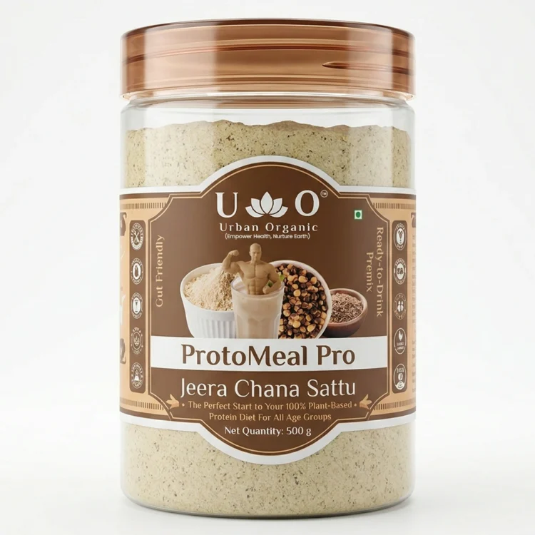 ProtoMeal Pro Jeera Chana Sattu Powder 500g | Roasted Gram Flour Sattu | Protein Sattu Powder | Jeera Sattu Drink Mix | Gluten Free Indian Superfood