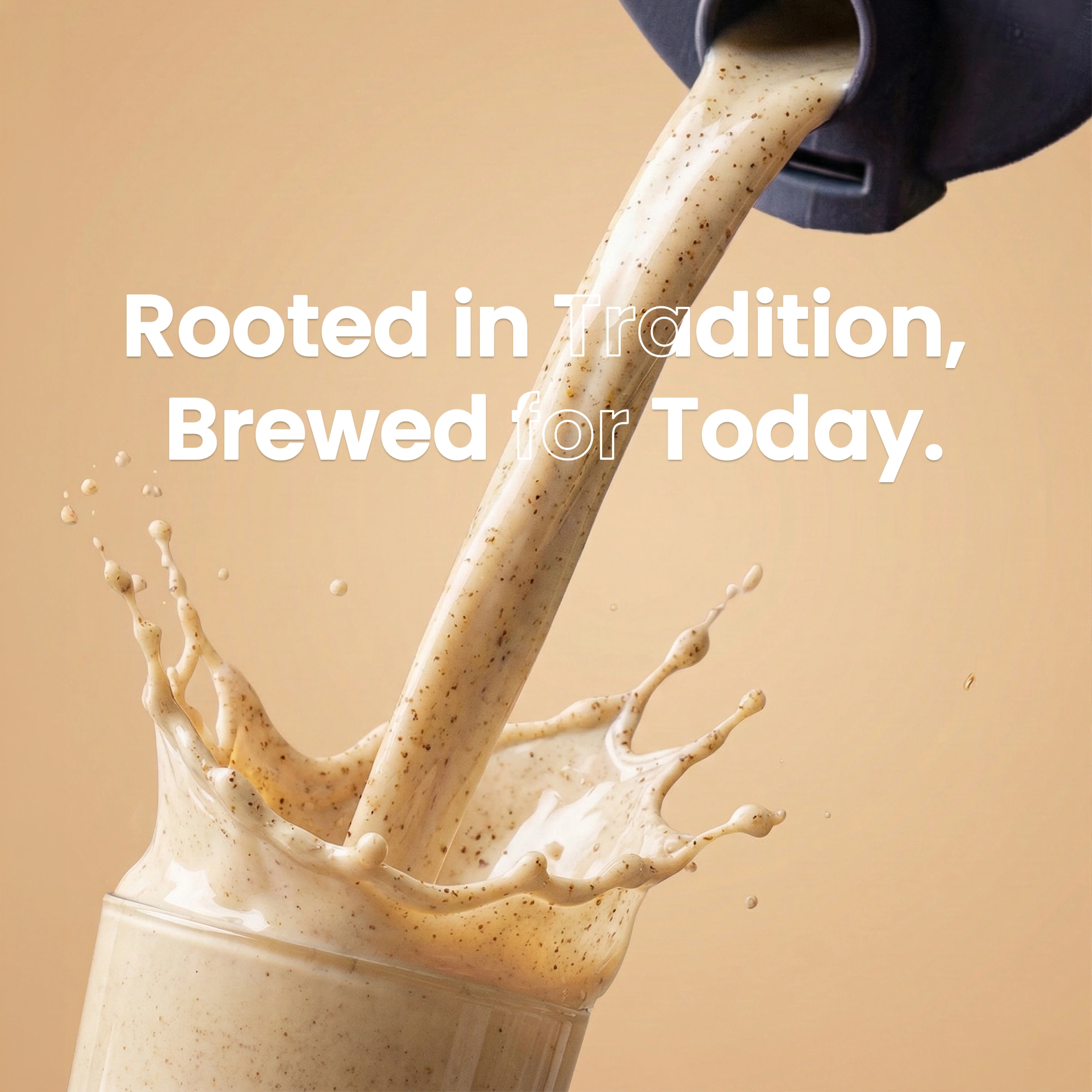 Dynamic splash shot of Urban Organic Masala Chana Sattu being poured into a glass