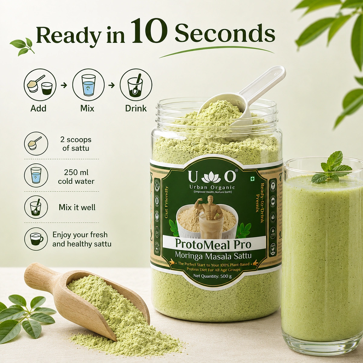 Step by step guide to preparing Urban Organic Moringa Masala Sattu in 10 seconds