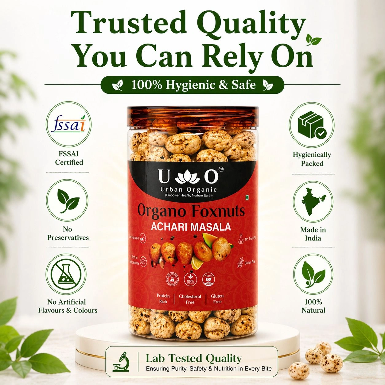 Organo Foxnuts Achari Masala Roasted Makhana 80g | Pickle Flavor Foxnuts | Healthy Masala Makhana Indian Snack | Low Calorie & Protein Rich | Gluten Free Snack India - Image 8