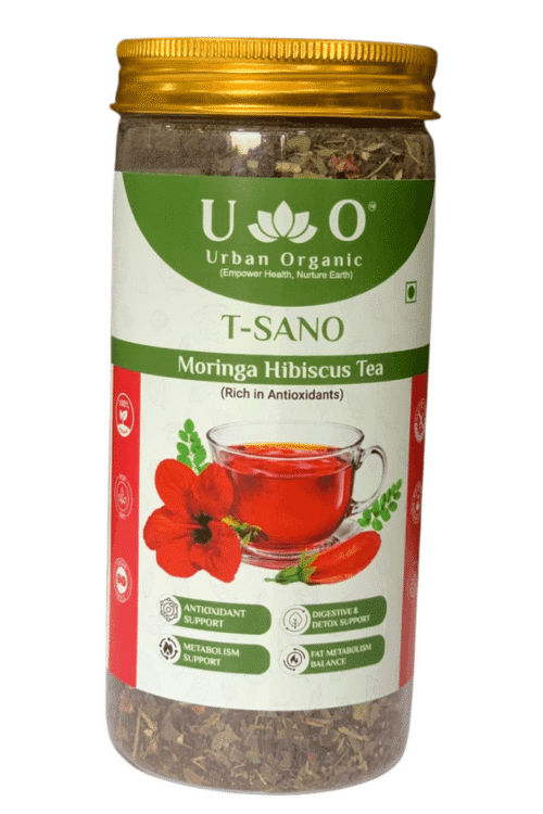 T-SANO Moringa Hibiscus Tea 110g | Herbal Detox Tea | Immunity Booster Tea | Antioxidant & Weight Management Tea | Caffeine-Free Wellness Tea