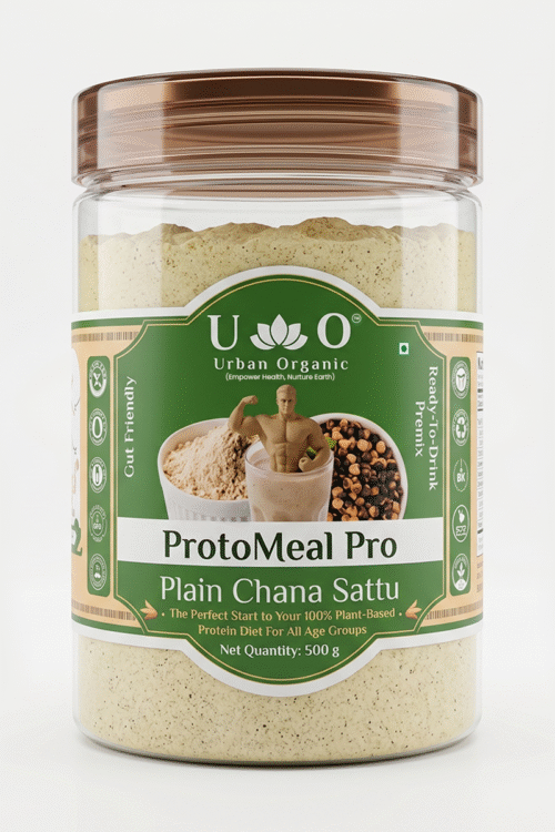 ProtoMeal Pro Plain Chana Sattu 500g | 100% Roasted Gram Flour | High Protein Sattu Drink Mix | Instant Energy & Summer Cooling Drink