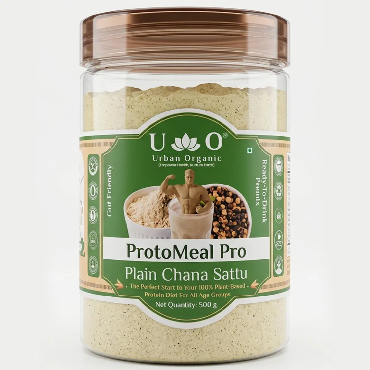ProtoMeal Pro Plain Chana Sattu 500g | 100% Roasted Gram Flour | High Protein Sattu Drink Mix | Instant Energy & Summer Cooling Drink