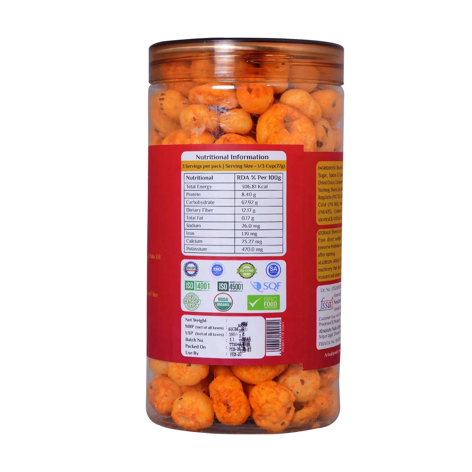 Organo Foxnuts Tangy Tomato 80g | Roasted Lotus Seeds Snack | Healthy Makhana Snack Jar | Gluten-Free, Low-Calorie, Protein-Rich Snack - Image 2