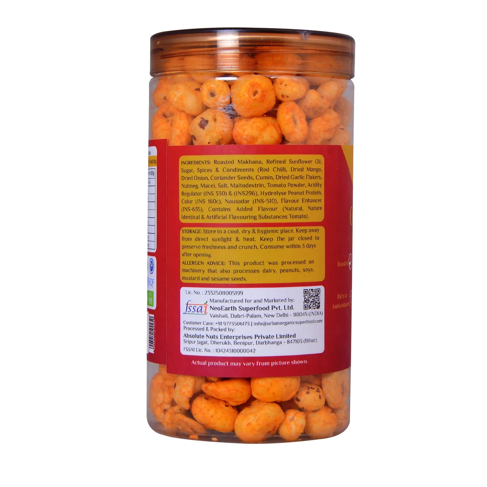 Organo Foxnuts Tangy Tomato 80g | Roasted Lotus Seeds Snack | Healthy Makhana Snack Jar | Gluten-Free, Low-Calorie, Protein-Rich Snack - Image 3