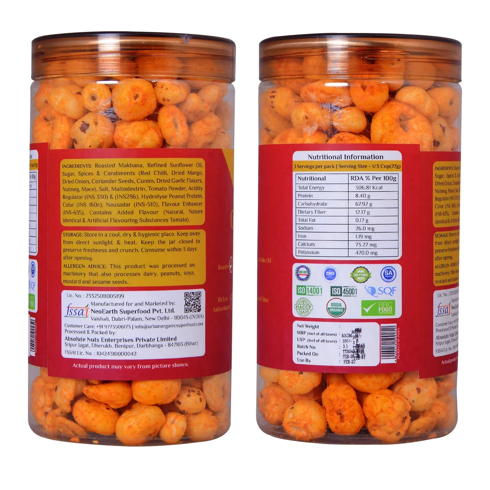 Organo Foxnuts Tangy Tomato 80g | Roasted Lotus Seeds Snack | Healthy Makhana Snack Jar | Gluten-Free, Low-Calorie, Protein-Rich Snack - Image 4