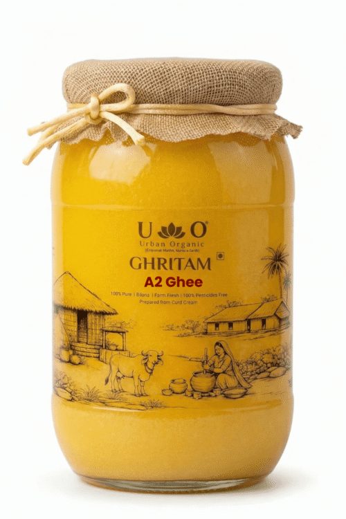GHRITAM A2 Gir Cow Ghee 1L | Bilona Method Desi Ghee | Pure A2 Cow Ghee | Organic, Farm Fresh, Ayurvedic Ghee