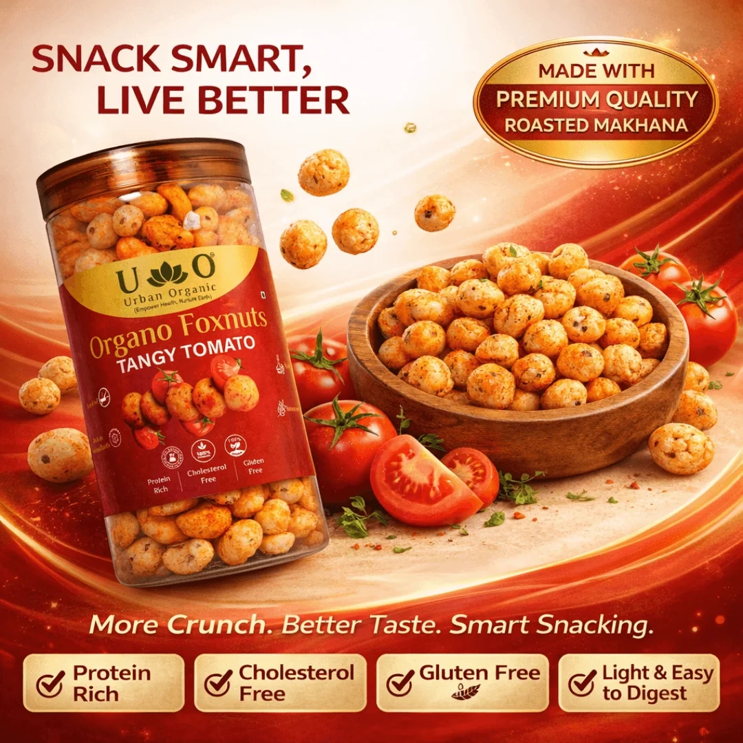 Organo Foxnuts Tangy Tomato 80g | Roasted Lotus Seeds Snack | Healthy Makhana Snack Jar | Gluten-Free, Low-Calorie, Protein-Rich Snack - Image 9