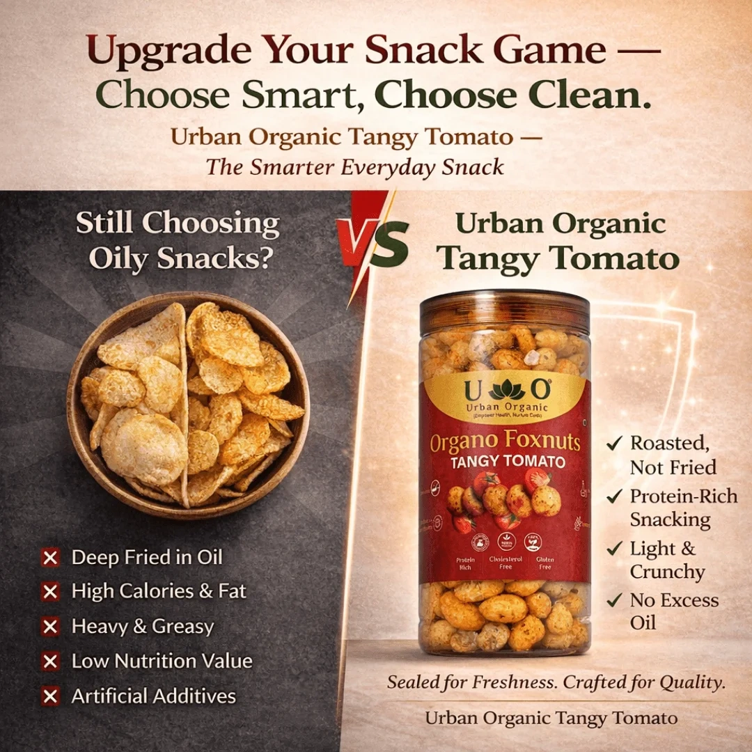 Organo Foxnuts Tangy Tomato 80g | Roasted Lotus Seeds Snack | Healthy Makhana Snack Jar | Gluten-Free, Low-Calorie, Protein-Rich Snack - Image 11