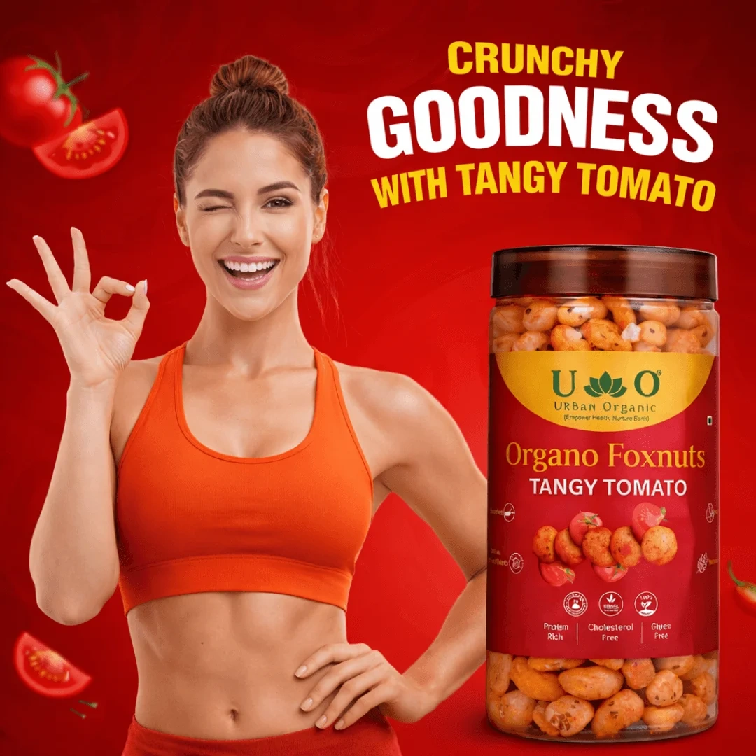 Organo Foxnuts Tangy Tomato 80g | Roasted Lotus Seeds Snack | Healthy Makhana Snack Jar | Gluten-Free, Low-Calorie, Protein-Rich Snack - Image 12