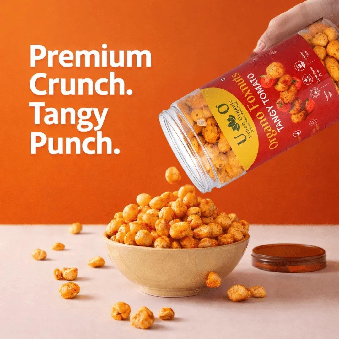 Organo Foxnuts Tangy Tomato 80g | Roasted Lotus Seeds Snack | Healthy Makhana Snack Jar | Gluten-Free, Low-Calorie, Protein-Rich Snack - Image 6