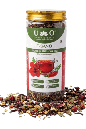 T-SANO Moringa Hibiscus Tea 110g | Herbal Detox Tea | Immunity Booster Tea | Antioxidant & Weight Management Tea | Caffeine-Free Wellness Tea