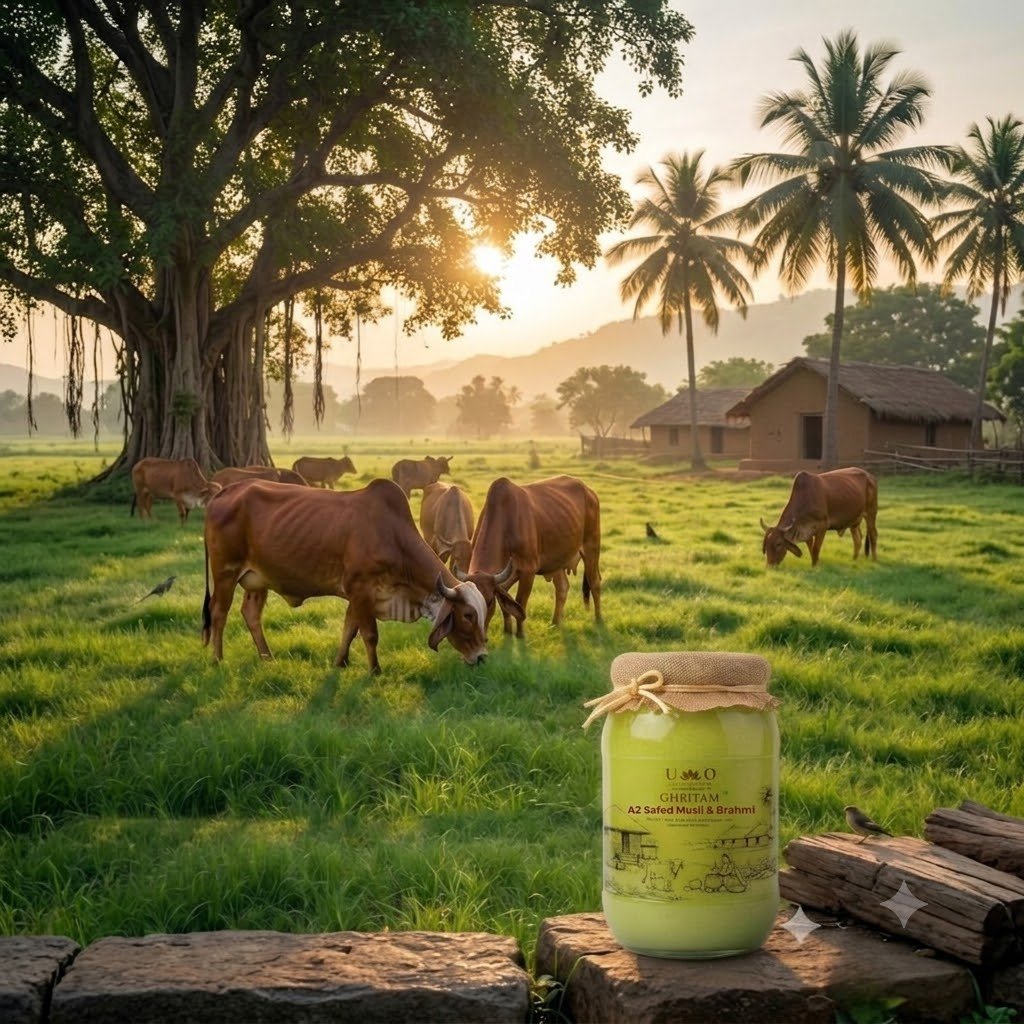 Urban Organic GHRITAM A2 Safed Musli & Brahmi Ghee | Bilona A2 Cow Ghee | Brain & Vitality Support | Herbal Infused Desi Ghee | 100% Pure, Farm Fresh - Image 8