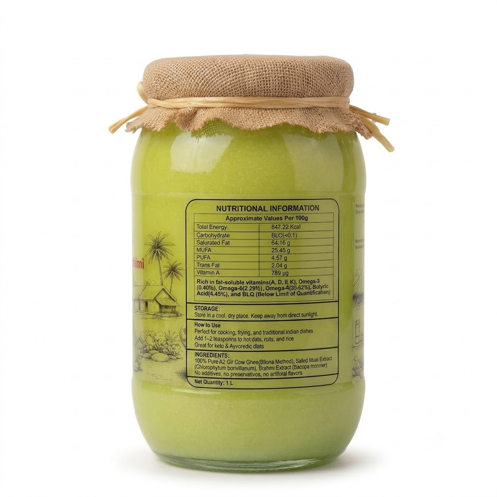 Urban Organic GHRITAM A2 Safed Musli & Brahmi Ghee | Bilona A2 Cow Ghee | Brain & Vitality Support | Herbal Infused Desi Ghee | 100% Pure, Farm Fresh - Image 3