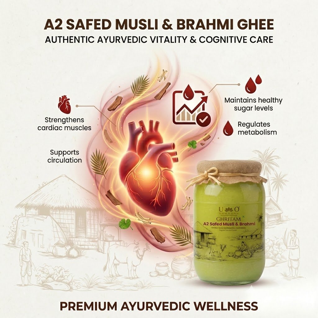 Urban Organic GHRITAM A2 Safed Musli & Brahmi Ghee | Bilona A2 Cow Ghee | Brain & Vitality Support | Herbal Infused Desi Ghee | 100% Pure, Farm Fresh - Image 6