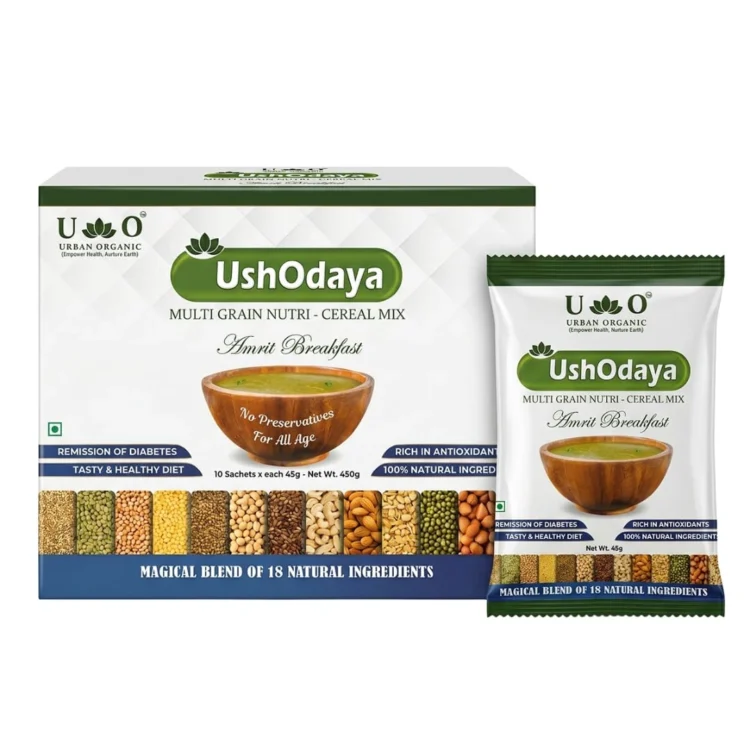 UshOdaya Multi-Grain Nutri-Cereal Mix | Complete Protein Breakfast & Healthy Breakfast | Ready to Cook Breakfast | High Fiber Millet Breakfast for Sugar and Diabetic Patient | 450g (Pack of 10)