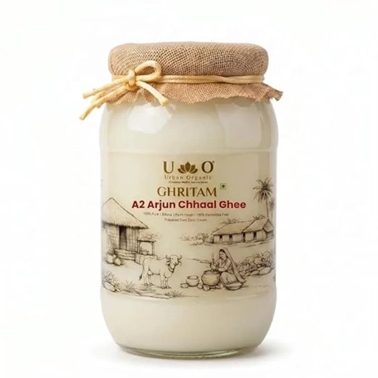 Urban Organic GHRITAM A2 Arjun Chhaal Ghee | Bilona A2 Cow Ghee Infused with Arjun Bark | Heart Health Support | Farm Fresh, Pure & Natural | Traditional Ayurvedic Wellness
