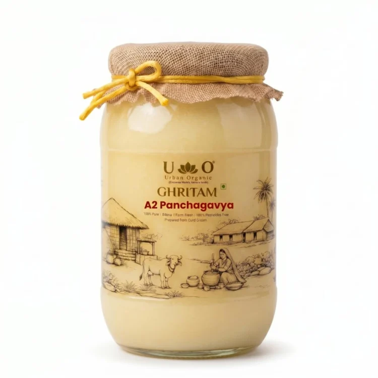Urban Organic A2 Panchgavya Ghee 1L | Bilona Method Gir Cow Ghee | Desi Healthy Ghee for Daily Wellness