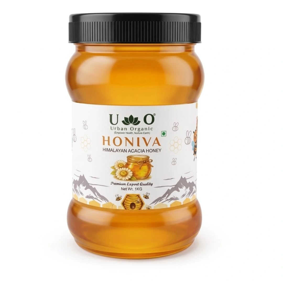 Urban Organic HONIVA Himalayan Acacia Honey 1 Kg | 100% Pure Raw Honey | No Added Sugar, Rich in Antioxidants | Natural Sweetener for Daily Health & Immunity