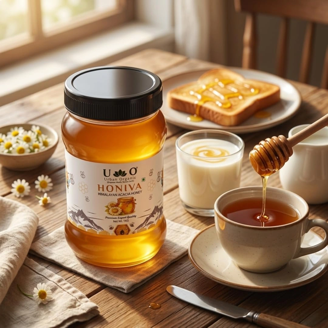 Urban Organic HONIVA Himalayan Acacia Honey 1 Kg | 100% Pure Raw Honey | No Added Sugar, Rich in Antioxidants | Natural Sweetener for Daily Health & Immunity - Image 5