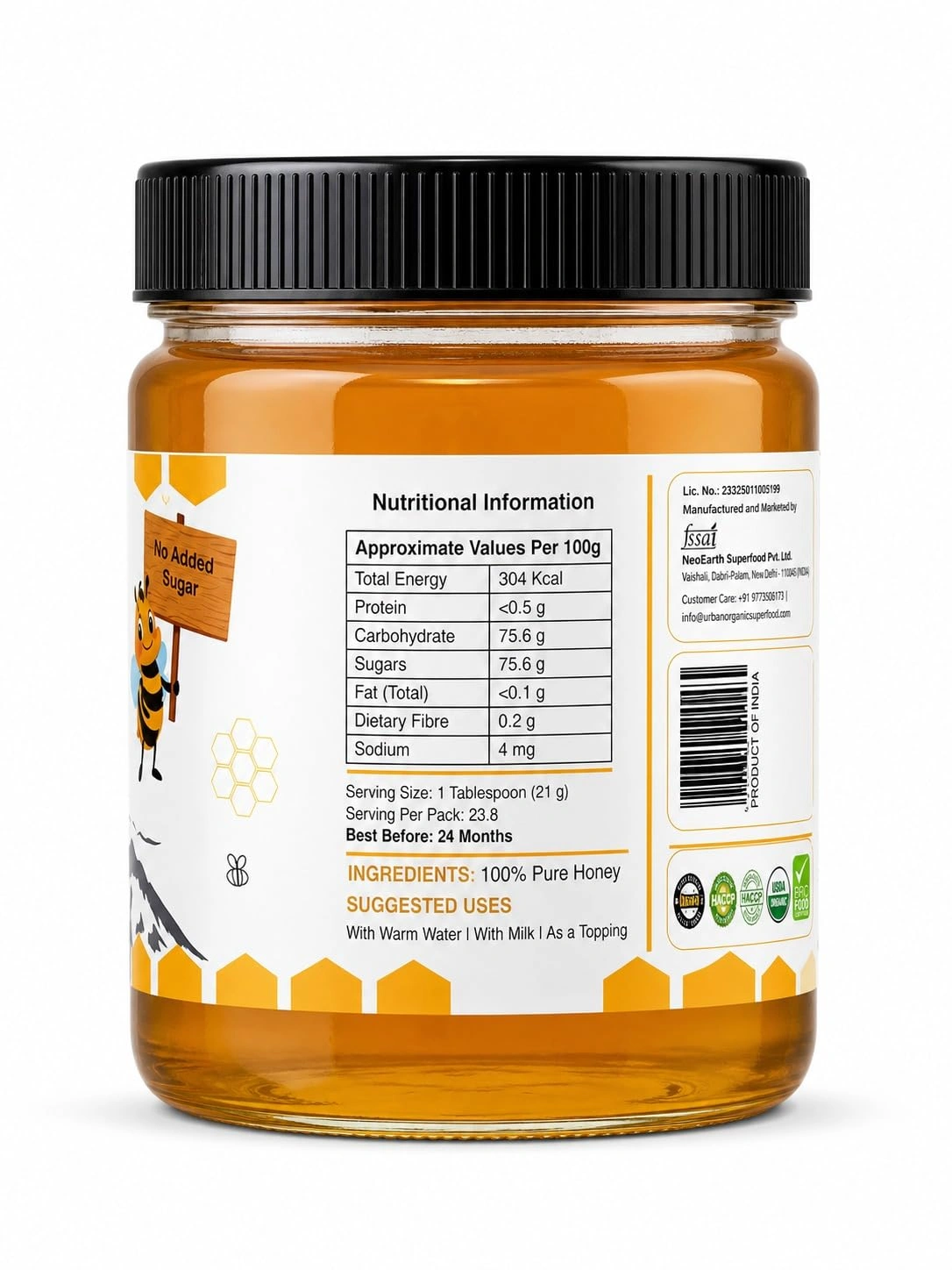 Urban Organic HONIVA Himalayan Acacia Honey 500g | 100% Pure Raw Honey | No Added Sugar, Rich in Antioxidants | Natural Sweetener for Daily Health & Immunity - Image 7