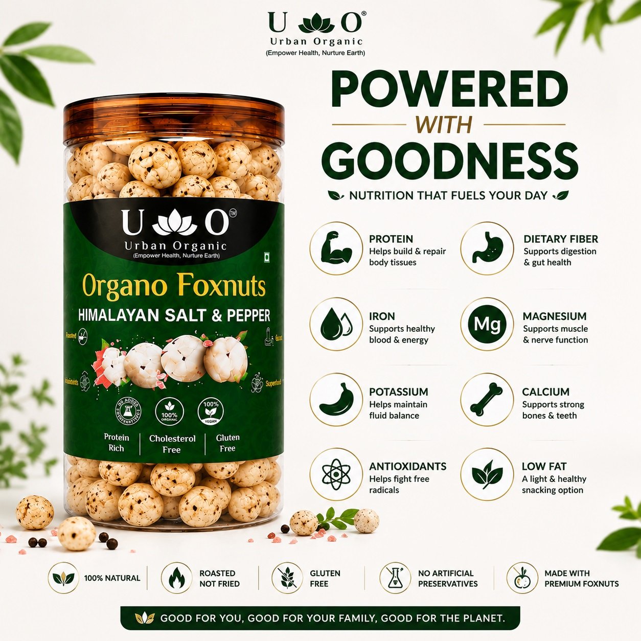 Urban Organic Organo Foxnuts Combo Pack | Buy Any 4 Makhana Jars & Get 1 Jar FREE | High Protein Roasted Makhana | Mix & Match Flavours - Image 6